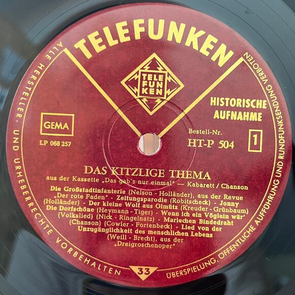 Das Kitzlige Thema Aus Der Kassette Das Gab's Nur Einmal LP Telefunken HT-P 504 - Picture 3 of 9